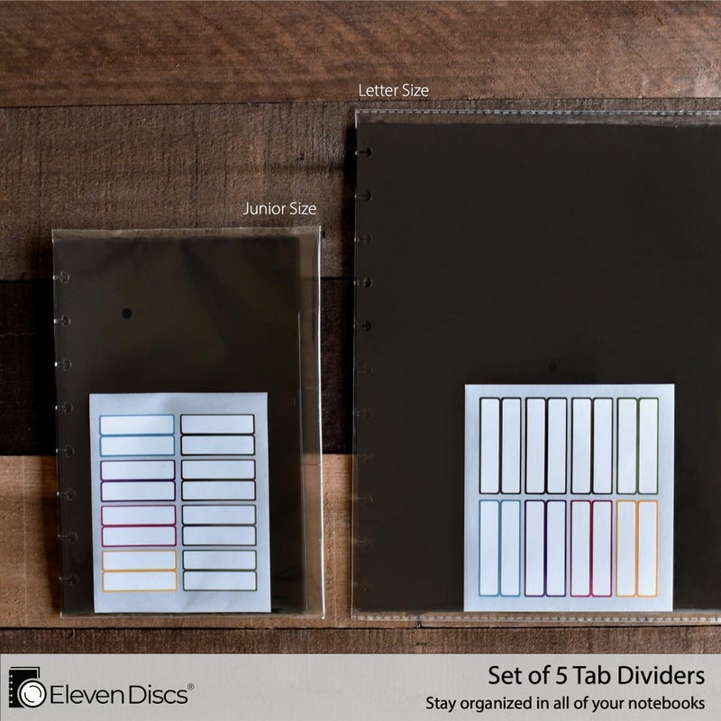 Eleven Discs Letter Poly Tab Dividers for Discbound Notebooks fits Circa, Arc, TUL (Black Semi-Transparent, Set of 5) - Image 4